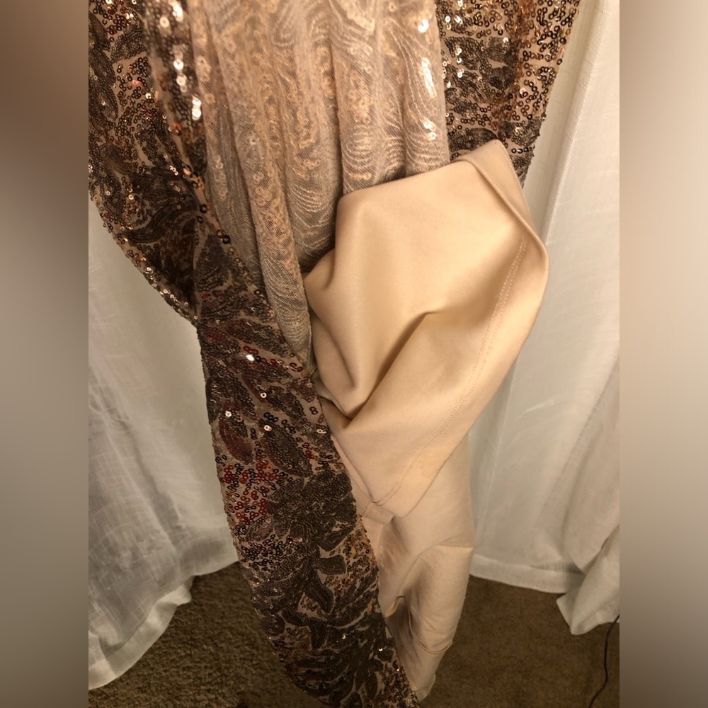 Badgley Mischka Beige and Gold Dress size 10 - Picture 14 of 16